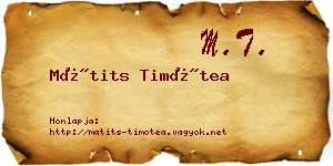 Mátits Timótea névjegykártya